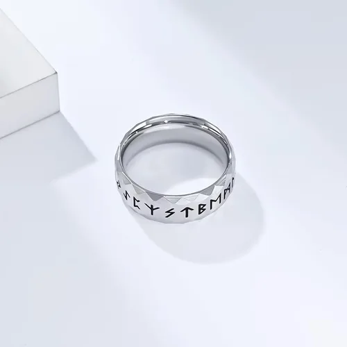 Miniatura 3 de Anillo de runas vikingas nórdicas vintage de 0.315in con símbolo de runa nórdica, anillos celta de acero inoxidable, anillos para el pulgar