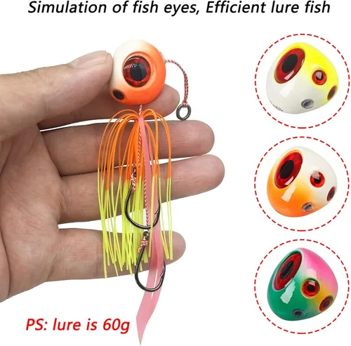 Miniatura 3 de 3 piezas de plantillas de pesca de mar, 2.12 oz-7.05 oz tai kabura jig señuelos de pesca luminosos cebos artificiales pargo Kabura jigs con ganchos