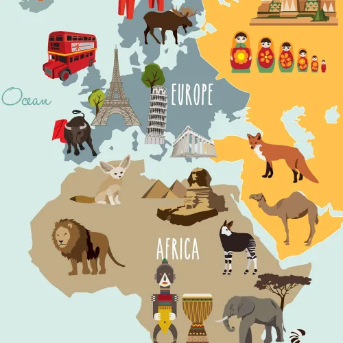 Miniatura 5 de Póster de vinilo con mapa del mundo infantil para pared, diseño de mapa del mundo ilustrado