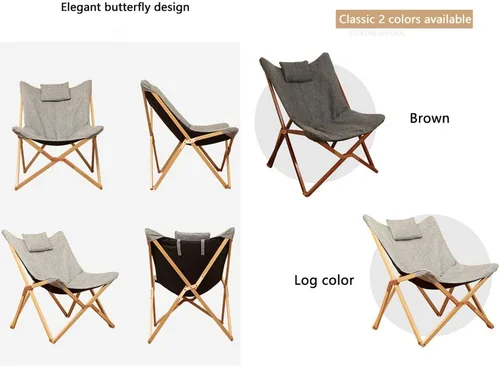 Miniatura 5 de Silla plegable de madera maciza para el almuerzo, silla reclinable portátil de haya con cómodo cojín (no es necesario instalar)