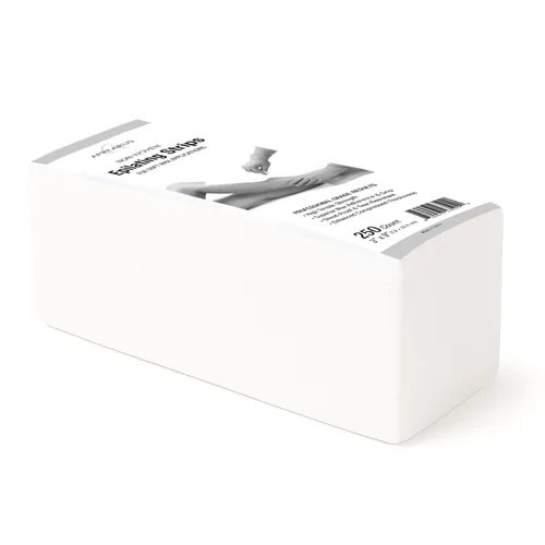 APPEARUS Tiras de cera grandes no tejidas para cuerpo y cara, 250 unidades, papel de eliminación de pelo resistente de 90 GSM, suministros de