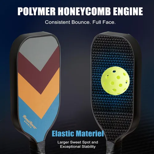 Miniatura 3 de Paletas de pickleball T700 de fibra de carbono cruda con núcleo de panal de polipropileno de 0.630 in para control y giro, punto dulce grande, pala