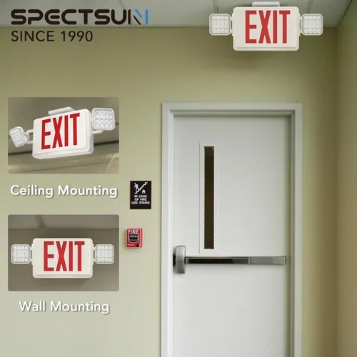 Miniatura 6 de SPECTSUN Paquete de 12 luces de emergencia de salida, luces de salida de emergencia de 120-277 V, luces de emergencia LED combinadas de salida