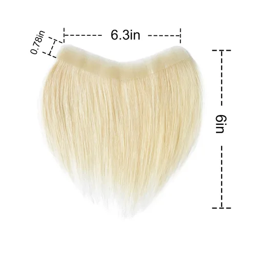 Miniatura 3 de Extensión frontal de cabello rubio claro para hombres, extensión de cabello lacio con pérdida de línea de cabello humano con cinta adhesiva