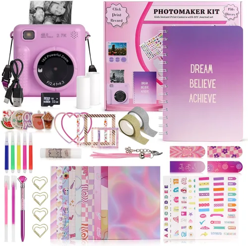 Miniatura 8 de Kit Photomaker - Cámara de impresión instantánea para niños más kit de diario DIY para niñas - 150 piezas diario y cámara para preadolescentes