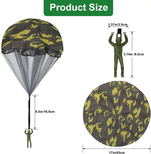 Miniatura 2 de Catcan 10 piezas de juguete de paracaídas, paracaídas de camuflaje para hombre, sin enredos, lanzar a mano, juguete volador para paracaidistas,