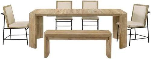 Miniatura 2 de Driftwood Dining Room 6Pc Set, Extension Leave Dining Table, 4 Side Chairs and Bench