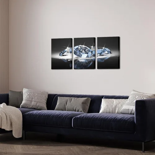 Miniatura 4 de Biuteawal Arte de pared blanco y negro de 3 paneles, diamantes de lujo sobre fondo negro, impresión sobre lienzo, pintura de moda, decoración