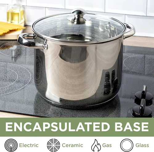 Miniatura 4 de Olla sopera de acero inoxidable Ecolution, olla de cocina lista para inducción con tapa de vidrio, apta para horno, olla de sopa apta