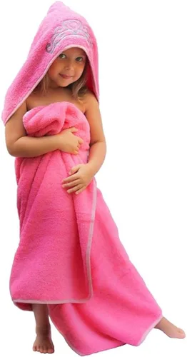 Toalla para niñas/bebés, Princesa con capucha, de tejido suave, de 27.5 x 49 pulgadas, muy absorbente 600 GSM 100 % algodón Rosa