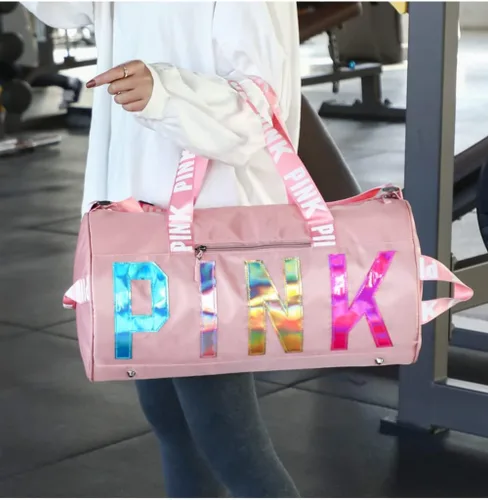 Miniatura 5 de GUMII Bolsa deportiva grande para mujer, bolsa de lona rosa, bolsa de gimnasio, bolsa de viaje, bolsa de entrenamiento, bonita bolsa