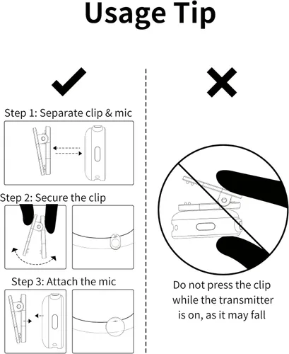 Miniatura 7 de Micrófono de solapa inalámbrico para iPhone, teléfono Android, PC, rango de 100 pies, estuche de carga de batería de 50 horas, micrófonos con clip