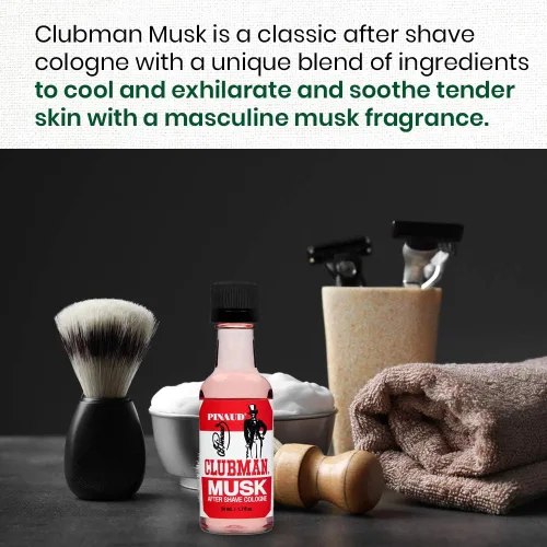 Miniatura 3 de Clubman Loción para después del afeitado de almizcle, enfría, tonifica, refresca la piel después del afeitado, 1.7 oz Almizcle clásico