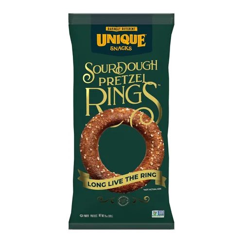 Unique Snacks Sourdough Craft - Anillos de pretzel de cerveza, deliciosa bolsa de aperitivos horneados estilo casero, vegano, OU Kosher y alimentos