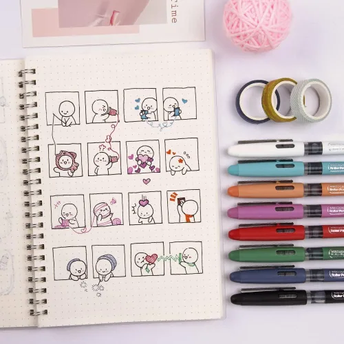 Miniatura 7 de WRITECH Bolígrafo de rodillo de tinta líquida, punta extrafina de 0.5mm, escritura suave, secado rápido, bolígrafos de rodillo de 8 colores surtidos