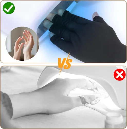 Miniatura 2 de 2 pares de guantes UV para uñas hidratantes con protección UV sin dedos, guantes para cuidado de uñas e hidratación de manos para lámpara de uñas