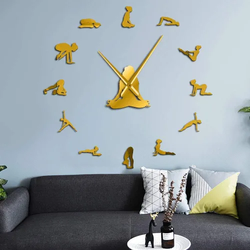 Miniatura 11 de The Geeky Days Yoga Poses DIY Reloj de pared gigante Encuentra tu equilibrio Arte de pared de meditación Decoración del hogar Reloj de pared grande