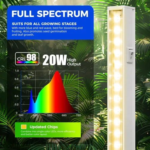 Miniatura 4 de Barrina Luces de cultivo T5 para plantas de interior, espectro completo, 4 pies 160 W (8 x 20 W, equivalente a 1000 W), lámparas de cultivo