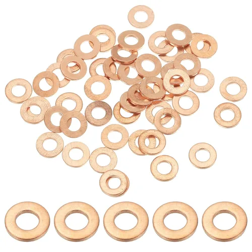 Miniatura 20 de PATIKIL Anilla de arandela de cobre M4, 25 piezas, 4mm ID 8mm OD 1mm de espesor, arandela plana métrica de sello de cobre para tornillos, pernos