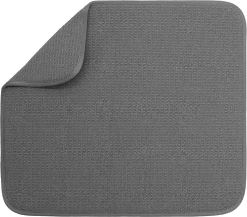 Miniatura 36 de S&T INC. Tapete de microfibra para secado de platos, reversible y absorbente para cocina, de 16 x 18 pulgadas, color negro