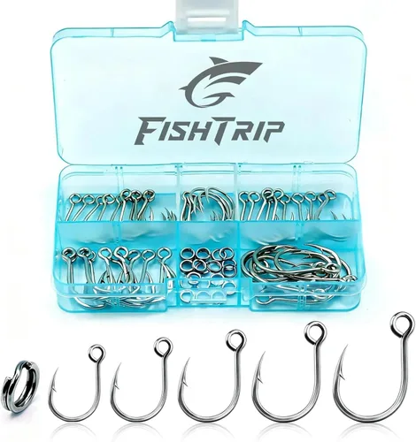 FishTrip Ganchos individuales en línea de pesca - en línea ganchos para gancho agudos reemplazo para señuelos tapones agua salada agua dulce tamaño