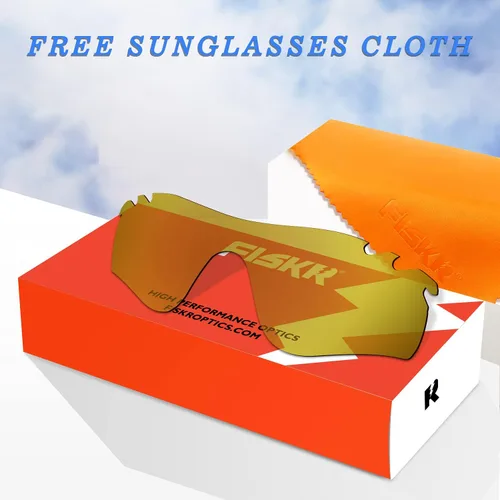 Miniatura 6 de Fiskr Lentes de repuesto antiagua salada para gafas de sol Oakley Radarlock Path ventiladas OO9181 (rojo y bronce, triacetato termoformado (TAC)