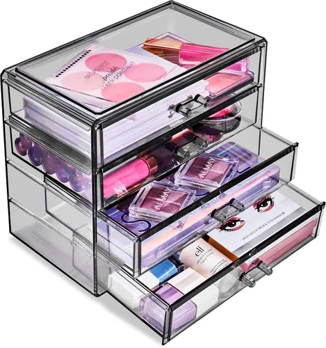 Miniatura 8 de Sorbus Organizador de maquillaje – Organizador de maquillaje acrílico de 4 cajones y almacenamiento para cosméticos, joyas, suministros de belleza