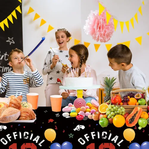 Miniatura 5 de Egami Mantel para fiesta de cumpleaños de 13 años, color negro y rojo, 2 piezas, suministros para decoración de fiesta de 13º cumpleaños de niño