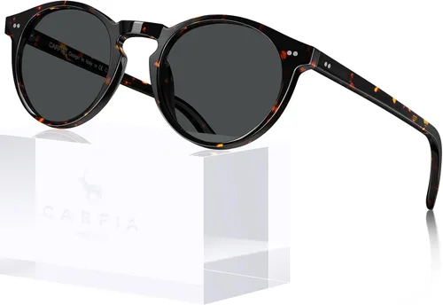 Miniatura 25 de CARFIA Gafas de sol redondas de acetato para hombre, polarizadas, protección UV, gafas de sol clásicas retro CA5289L