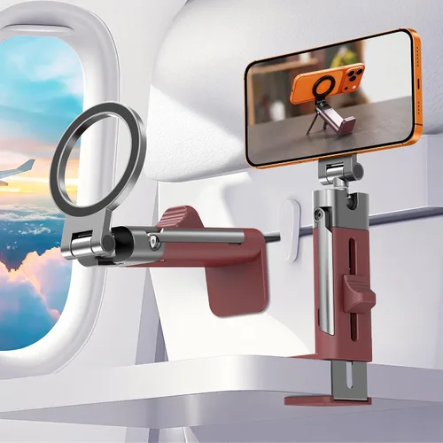 Miniatura 11 de Soporte de teléfono para hombre de viaje en avión, soporte de teléfono para MagSafe, soporte magnético plegable para teléfono para escritorio