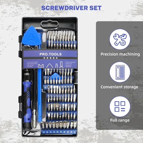 Miniatura 6 de Juego de destornilladores de precisión 124 en 1, kit de herramientas de reparación electrónica, kit de destornillador magnético pequeño con eje