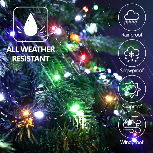 Miniatura 7 de iBaycon Cadena de luces de Navidad, 20 pies 240 LEDs, luces con flujo de agua conectables al aire libre, impermeables, 14 modos, cadena de luces