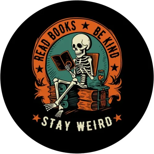 Miniatura 3 de Leer Libros Be Kind Stay Weird Esqueleto Lectura Gótica Bookish PopSockets Intercambiables PopGrip