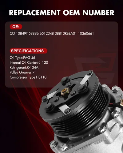 Miniatura 5 de Compresor de CA con embrague apto para Acura TSX 2004 2005 2006 2007 2008 Nuevo compresor de aire acondicionado con embrague 140331C 140331NC