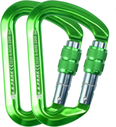 Miniatura 22 de SEPEAK UIAA - Mosquetón de escalada con bloqueo de 30 kN, clip profesional para puerta de tornillo resistente para escalada al aire libre