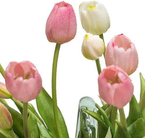Miniatura 6 de DUYONE 40 tulipanes artificiales, ramo de tulipanes de látex realistas suaves al tacto para el hogar, oficina, boda, fiesta, decoración de jardín