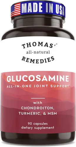 Thomas' all-natural Remedies Soporte articular de glucosamina condroitina – con MSM, boswellia, cúrcuma orgánica y jengibre, ácido hialurónico,