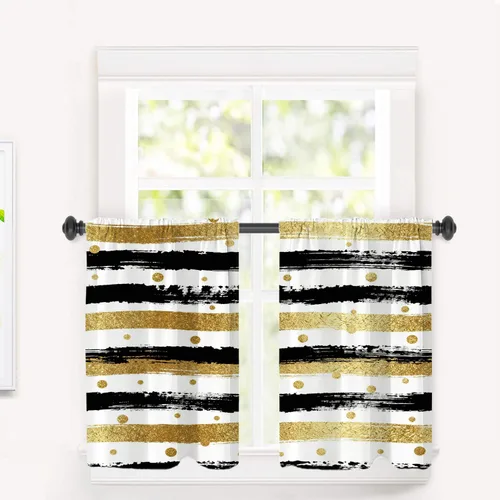 Miniatura 187 de Cortinas opacas de poliéster multicapa para cafetería, con diseño de diamantes, 2 unidades, 26 x 24 pulgadas