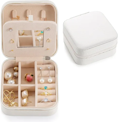 Pequeño joyero de viaje portátil, organizador de joyas de viaje, soporte portátil de almacenamiento de joyas para anillos, aretes, collares, regalos