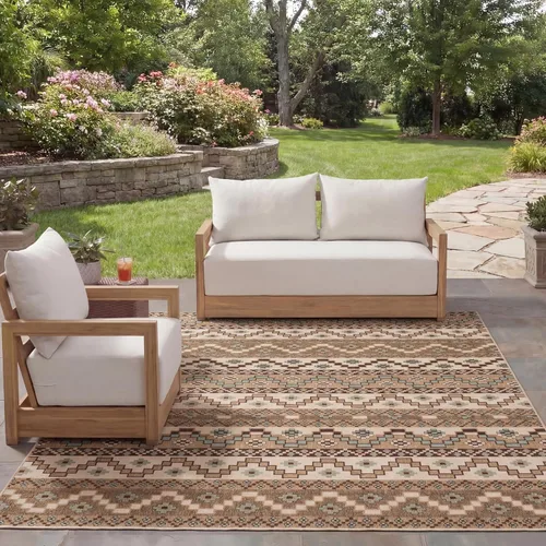 Miniatura 41 de SAFAVIEH Alfombra lavable para exteriores, colección Veranda – Alfombra de pasillo de 2.3 x 6 pies, color azul y crema, no desprende pelusa y fácil