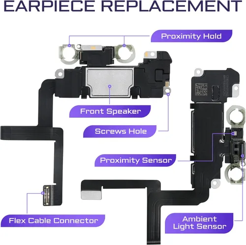 Miniatura 2 de Para iPhone 11 Auricular Altavoz Delantero Reparación 6.1 "Parte del oído con Sensor de Luz Ambiental Cable Flex Conector OEM Sensor de Proximidad