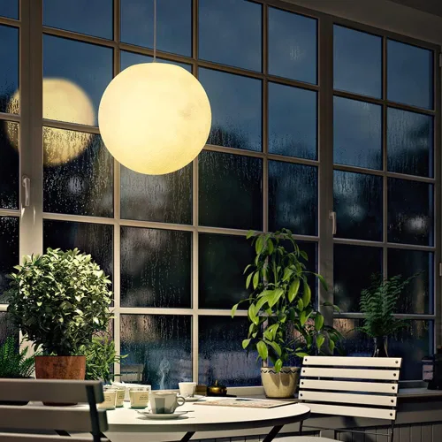 Miniatura 2 de Lámpara colgante de techo de luna, planeta creativo, luna, nórdico, lámpara colgante moderna de resina impermeable para exteriores, porche, jardín