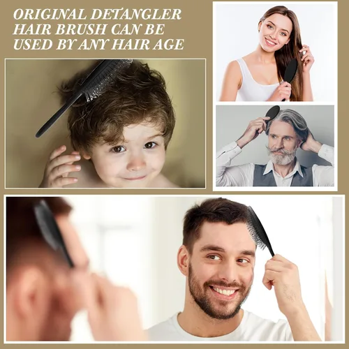 Miniatura 6 de Nuenen 6 piezas de cepillo desenredante húmedo para cabello seco, cepillo desenredante con cerdas suaves para mujeres, hombres, niñas y niños (negro)