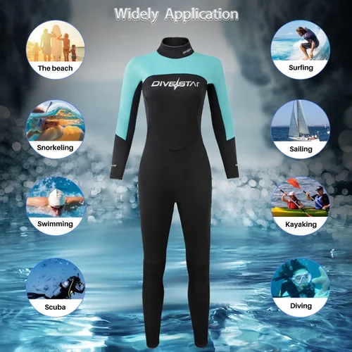 Miniatura 5 de Trajes de neopreno de 0.118 pulgadas para hombres y mujeres, con cremallera frontal/trasera, traje de buceo de cuerpo corto y completo para buceo