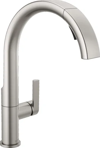 Miniatura 9 de Delta Keele - Grifo de cocina negro mate con rociador extraíble, moderno grifo de fregadero de cocina de un solo agujero, mango único, negro mate