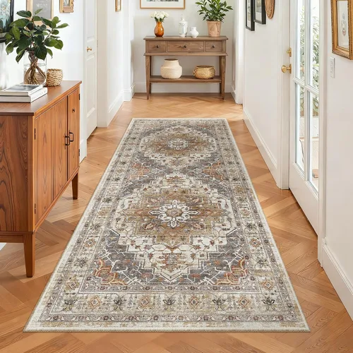 Miniatura 193 de Madane Tapete lavable de 2 x 10 pies para pasillo, cocina, recibidor, clásico, suave, antideslizante para interiores, casa de campo, baño, sala