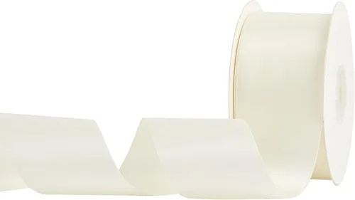 Miniatura 7 de HUIHUANG Cinta Blanca de 2 pulgadas de ancho, Cinta de Satén de Doble Cara Blanco Antiguo para Suministros de Arreglos Florales, Decoración de Boda