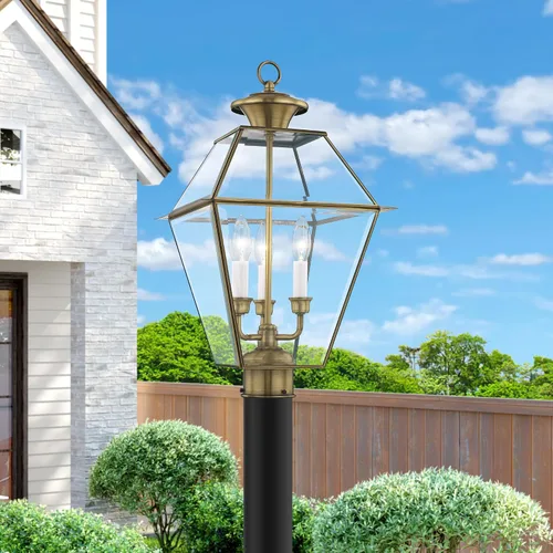 Miniatura 10 de Livex Lighting 2384-91 - Farol transitorio de tres luces post-top de Westover Collection en Pwt, Nckl, B/S, Slvr. acabado, 12.00 pulgadas