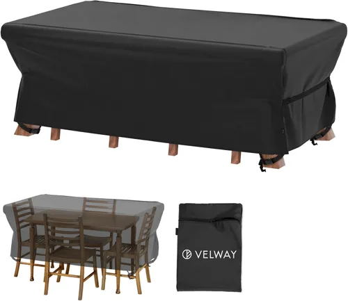 Miniatura 19 de Velway Funda para muebles de patio al aire libre, impermeable, rectangular, para mesa de patio, silla, sofá, 67 pulgadas de largo x 37 pulgadas