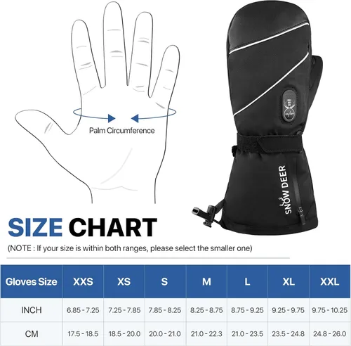 Miniatura 3 de SNOW DEER Guantes térmicos para hombres y mujeres, 7.4 V 2200 mAh, batería eléctrica recargable, esquí, esquí, patinaje, nieve, camping, senderismo